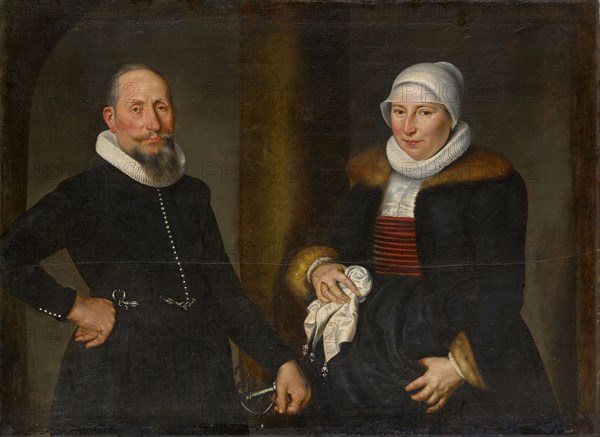 Double portrait of Lienhard Lützelmann and his wife Margreth Wohnlich, 1621, oil on canvas, 102 x 138 cm, signed and dated upper right: BARTHOLOM., SARBVRG F. Aº 1621 [illegible] MARTIO, Bartholomäus Sarburgh, Trier um 1590 – nach 1637 Niederlande