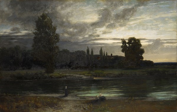 Kloster Fahr near Zurich on the Limmat, 1876, oil on canvas, 103.5 x 161 cm, signed, inscribed and dated lower right: Adolf Stäbli., Munich 1876, Adolf Stäbli, Winterthur 1842–1901 München