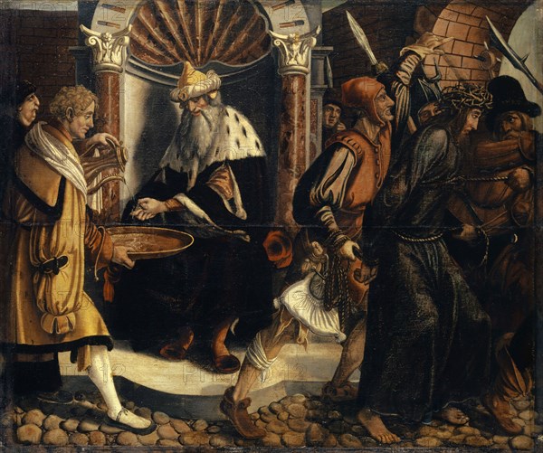 Hand washing of Pilate, mixed media on canvas, 134 x 155 cm, not specified, Hans Herbst(er), Strassburg 1470–1552 Basel, Hans Holbein d. J., (Mitarbeit (?) / collaboration (?)), Augsburg um 1497/98–1543 London