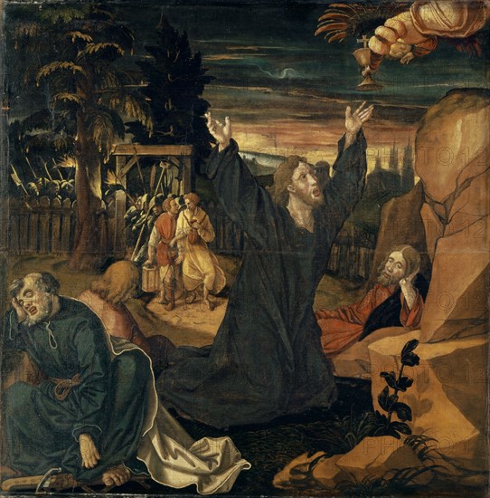 Christ on the Mount of Olives, mixed media on canvas, 135 x 132 cm, unmarked, Hans Herbst(er), Strassburg 1470–1552 Basel, Hans Holbein d. J., (Mitarbeit (?) / collaboration (?)), Augsburg um 1497/98–1543 London