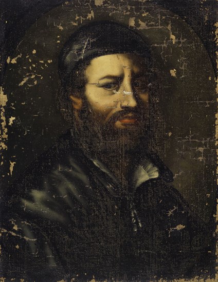 Self Portrait Hans Holbein, c. 1647-1667, oil on canvas, 61.5 x 47.5 cm, inscribed right next to the head: HH [ligated], Æ 4 (5), Johannes Lüdin, tätig um 1636–1667 in Muttenz, Hans Holbein d. J., (Kopie / copy), Augsburg um 1497/98–1543 London