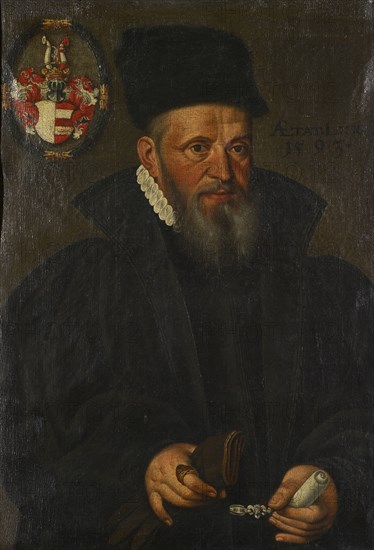 Portrait of the Mayor Lukas Gebhart of Basel, 1593 (?), Oil on canvas, 62.5 x 43.5 cm, Not specified, but dated right next to the head: ÆTAT., LXX, ., 1593, •, Hans Bock d. Ä., (?), Zabern/Elsass um 1550/52–1624 Basel