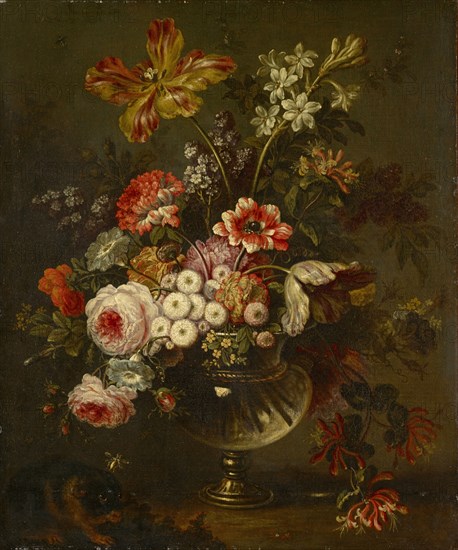 Floral Still Life with Rodent, oil on canvas, 68.5 x 57 cm, Not Specified, Niederländischer Meister, 18. Jh.