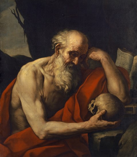 The hl., Hieronymus, oil on canvas, 103.5 x 90 cm, unmarked, Guido Reni, (Kopie nach (?) / copy after (?)), Bologna oder Calvenzano 1575–1642 Bologna