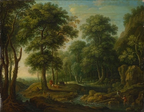 Glade at the edge of the forest, oil on canvas, 40.5 x 51.5 cm, not marked, Philipp Hieronymus Brinckmann, Speyer 1709–1760 Mannheim