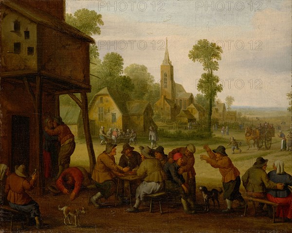 Coopers in front of a tavern, around 1650, oil on canvas, 43.5 x 54 cm, unmarked, Joost Cornelisz. Droochsloot, Utrecht? 1586–1666 Utrecht