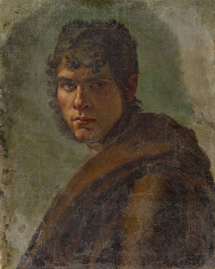 Portrait of a young man, oil on canvas, 51 x 41 cm, unmarked, Unbekannt, 19. Jh.