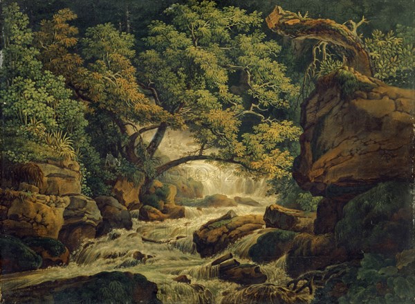 Cascade d'eau Chesant, 1805, oil on canvas, 34 x 46 cm, signed and dated lower left: P.Birmann., a., n. p., 1805, Peter Birmann, Basel 1758–1844 Basel