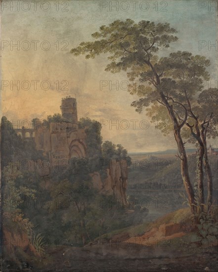 Castle ruin on high rock, tempera (?) On canvas, 46.5 x 38 cm, unmarked, Peter Birmann, Basel 1758–1844 Basel