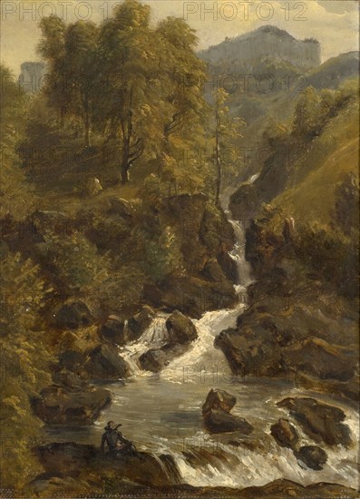 Landscape with mountain stream, oil on paper, on cardboard, 19.5 x 14 cm, not marked, Wilhelm Ulrich Oppermann, Basel 1786–1852 Basel