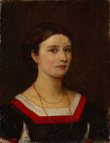 Portrait of Louise Elisabeth Burckhardt (bach stove), 1865, oil on canvas, 22.5 x 17.5 cm, Inscribed, signed and dated above: LUISE BURKHARDT PINX., E.STÜCKELBERG, ., MDCCCLXV, Ernst Stückelberg, Basel 1831–1903 Basel