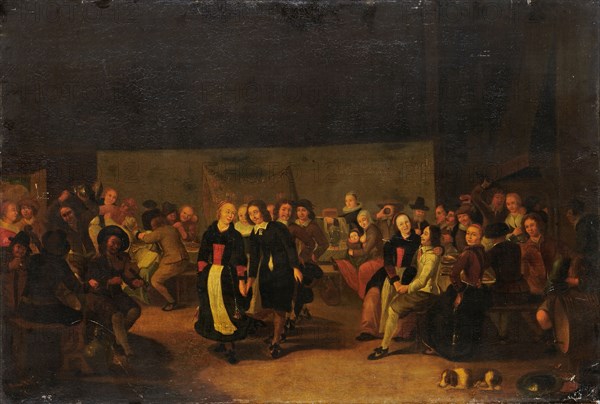 Wedding party, oil on canvas, 58 x 85.5 cm, Not specified, Gerrit Lundens, Amsterdam 1622 – 1686 Amsterdam