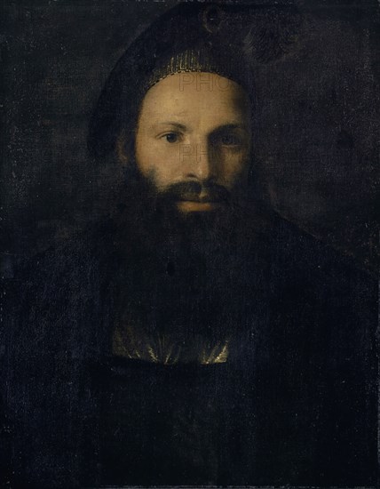 Portrait of Pietro Aretino, 1520/30, oil on canvas, 58.5 x 46.5 cm, unsigned, Venezianischer Meister, 16. Jh.
