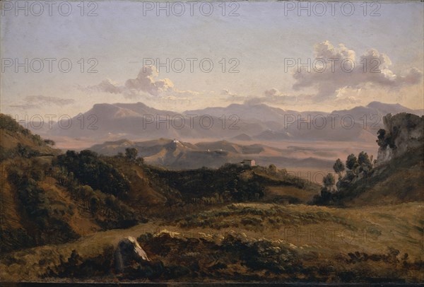 Landscape near Olevano, probably 1819, oil on paper on cardboard on panel, 28.6 x 43.5 cm, not marked, Friedrich Salathé, Binningen 1793–1858 Paris
