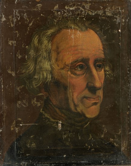 Portrait of an old man, oil on paper, mounted on cardboard, 41 x 33 cm, unmarked, Deutscher Meister, 18. Jh.
