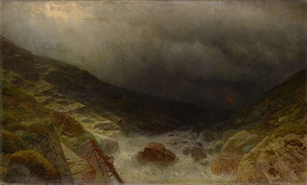 Thunderstorm in the Sefinental near Lauterbrunnen, oil on canvas, 104 x 178 cm, not specified, Albert Gos, Genf 1852–1942 Genf