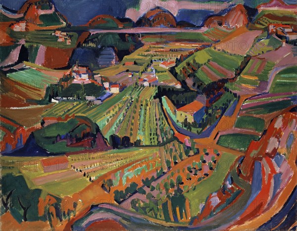Ticino landscape, 1925, tempera on canvas, 110.5 x 140.5 cm, unmarked, Werner Neuhaus, Burgdorf/Bern 1897–1934 Burgdorf/Bern