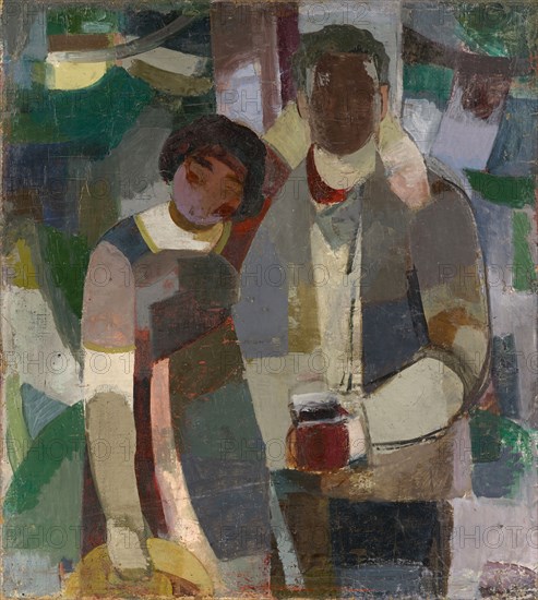 Couple Under Trees (The Artist and His Wife), c. 1922-1923, oil on canvas, 110 x 100 cm, unsigned, Albert Müller, Basel 1897–1926 Obino/Tessin