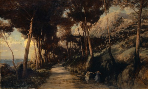 Landscape on Capri, called the Path of Tiberius, 1878, oil on canvas, 76 x 126 cm, signed lower right: E · David, Emile François David, Lausanne 1824–1891 Rom
