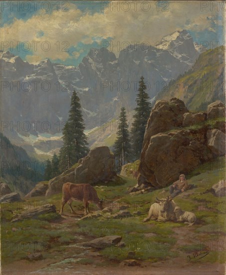 The Brunnital near Unterschächen in the canton of Uri, oil on canvas, 60 x 49.5 cm, signed lower right: J. Muheim, Jost Muheim, Altdorf/Uri 1837–1919 Luzern