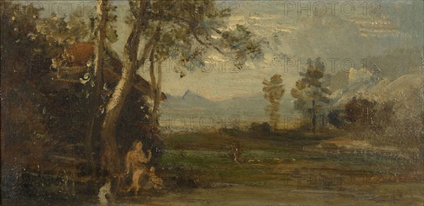 Landscape with a nude figure, 1855/57, oil on board, 15.5 x 31 cm, unsigned, Johann Wilhelm Schirmer, Jülich 1807–1863 Karlsruhe