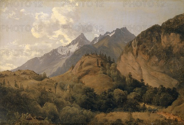 The entrance to the Urbachtal with the Ritzlihorn, c. 1840, oil on paper on canvas, 29.5 x 42.4 cm, unmarked, Alexandre Calame, Vevey 1810–1864 Menton