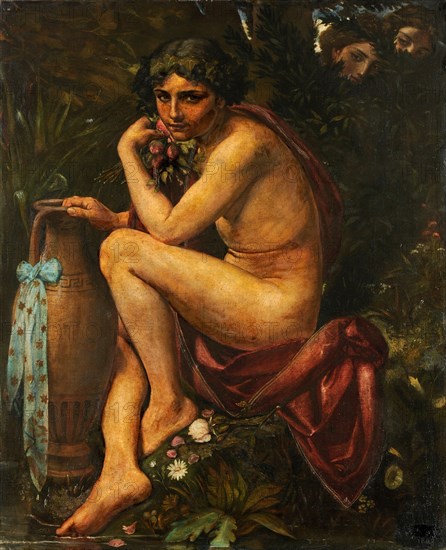 Narcissus, overheard by nymphs, 1867, oil on canvas, 100 x 81.5 cm, signed and dated lower right: AFORCART, 1867 [AF ligated], Achilles Forcart, Basel 1840–1895 Basel