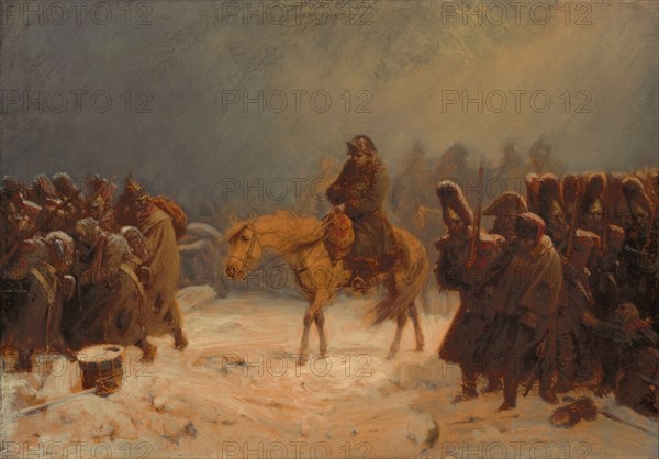 Retreat of Napoleon from Russia, 1866, oil on canvas, 29 x 41.5 cm, signed and dated lower right: Adolf Northen Dusseldorf 1866, Adolf Northen, Hann. Münden 1828–1876 Düsseldorf