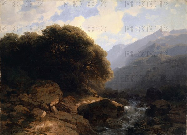 Souvenir de Sallanches, 1856, oil on canvas, 39.1 x 53.8 cm, Signed lower left: A. Calame fc, Alexandre Calame, Vevey 1810–1864 Menton