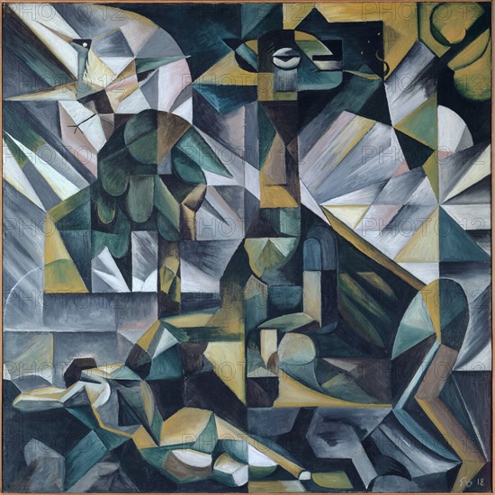 Destiny (dedicated to my first wife), 1918, oil on canvas, 150.5 x 150.5 cm, monogrammed and dated lower right: FB [white] 18 [yellow], Fritz Baumann, Basel 1886–1942 Basel
