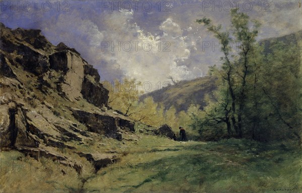 Rocky Landscape, oil on canvas, 39.5 x 60 cm, Signed lower right: G. CASTAN, Gustave Castan, Genf 1823–1892 Crozant/Limousin