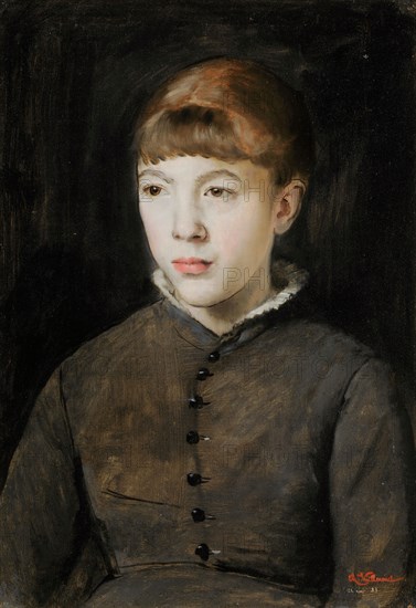 Portrait of a Girl, 1883, oil on canvas, 54.5 x 38 cm, signed and dated lower right: Ch. Vuillermet, 26 nov: 83., Charles François Vuillermet, Lonay/Waadt 1849–1918 Lausanne
