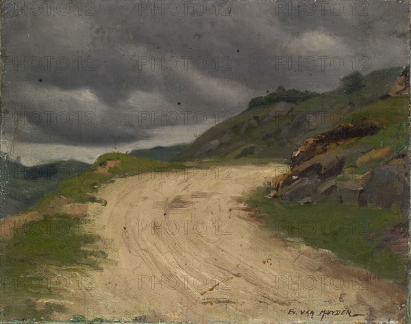 Route de Mornex, oil on canvas, 17 x 22 cm, signed lower right: EV., VAN MUYDEN, Evert Louis van Muyden, Albano/Laziale bei Rom 1853–1922 Orsay b. Paris