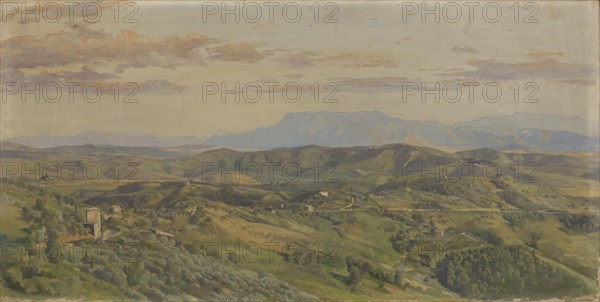 Wide landscape with the Volskerbergen, oil on canvas, 32 x 67 cm, not marked, Frank Buchser, Feldbrunnen/Solothurn 1828–1890 Feldbrunnen/Solothurn