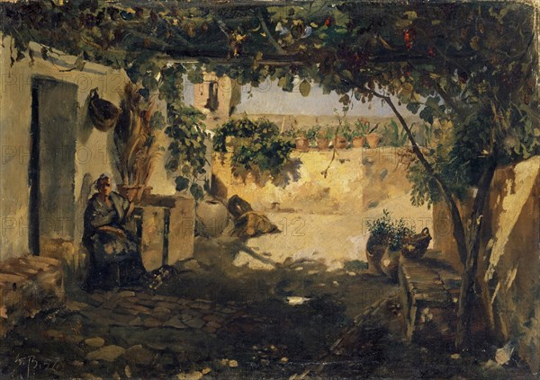 Spanish Pergola, 1857, oil on canvas, 36.5 x 51.5 cm, monogrammed and dated lower left (carved into the paint layer): F.B., 57th, Frank Buchser, Feldbrunnen/Solothurn 1828–1890 Feldbrunnen/Solothurn