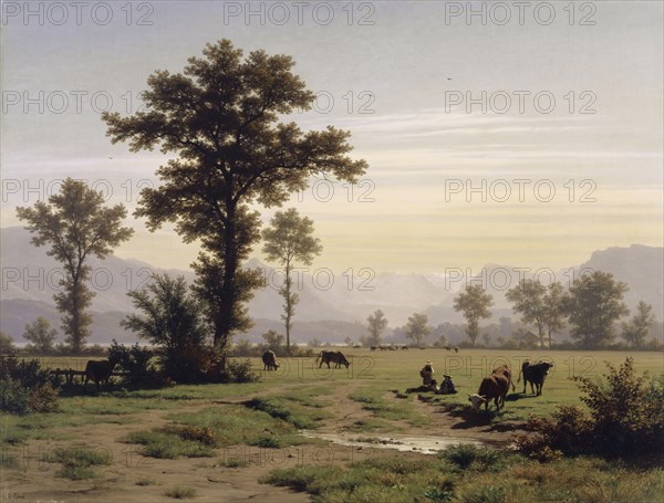 Landscape from the surroundings of Lucerne, oil on canvas, 61.2 x 81.4 cm, signed lower left: R. Zünd, Robert Zünd, Luzern 1827–1909 Luzern