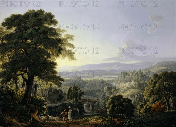 Italian Landscape, 1811, oil on canvas, 56 x 77 cm, Inscribed, signed and dated lower left: N 10. P. Birmann., pinxit, ., 1811. Reverse: Il Lago di Nemi./ P. Birmann ad., nat., fecit, ., Peter Birmann, Basel 1758–1844 Basel