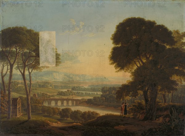 Italian landscape, oil on canvas, 58 x 78 cm, signed and dated lower left: P. Birman, 1811. ad., n. [on the monument], Peter Birmann, Basel 1758–1844 Basel