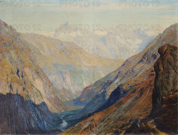 View of the valley of Zermatt, oil on canvas, 59 x 71 cm, Albert Gos, Genf 1852–1942 Genf