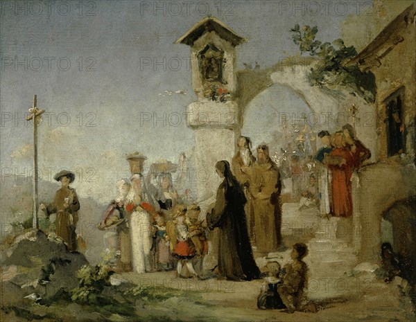 Sketch for Marian's Day, 1858 (?), Oil on cardboard, 23.5 x 30 cm, not marked, Ernst Stückelberg, Basel 1831–1903 Basel