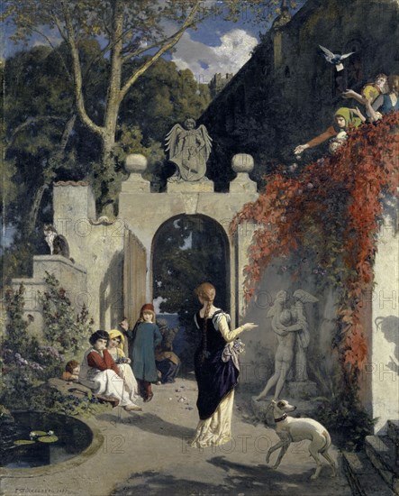 The Love Garden, 1887, oil on canvas, 103 x 82 cm, signed and dated lower left: E. STÜCKELBERG 1887., Ernst Stückelberg, Basel 1831–1903 Basel