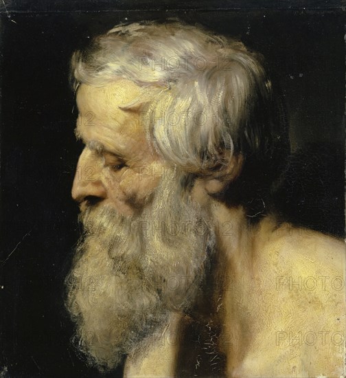 Head of an Old Man, 1852, oil on canvas, 44.5 x 40 cm, unmarked, Ernst Stückelberg, Basel 1831–1903 Basel