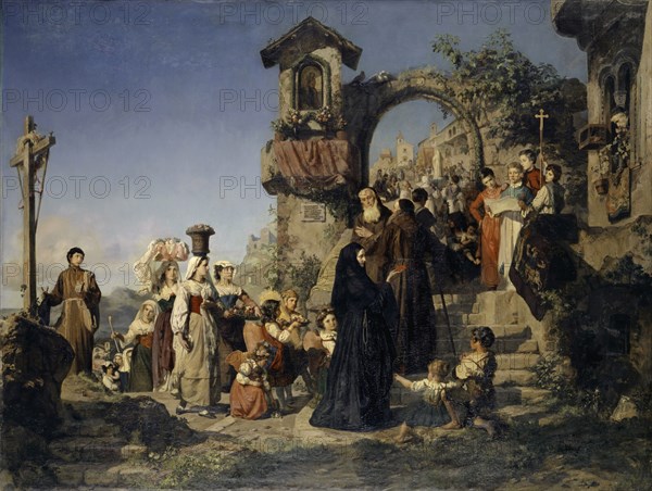 Marientag in the Sabinergebirge, 1860, oil on canvas, 149.5 x 198.5 cm, Signed and dated lower left: E. Stückelberg faciebat 1860., Ernst Stückelberg, Basel 1831–1903 Basel