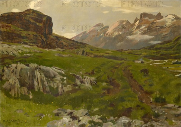The Fruttalp against the Titlis, August 1895 (Fruttalp), oil on canvas, 85 x 121.5 cm, signed and dated lower left: Hans Sandreuter, 1895, Hans Sandreuter, Basel 1850–1901 Riehen