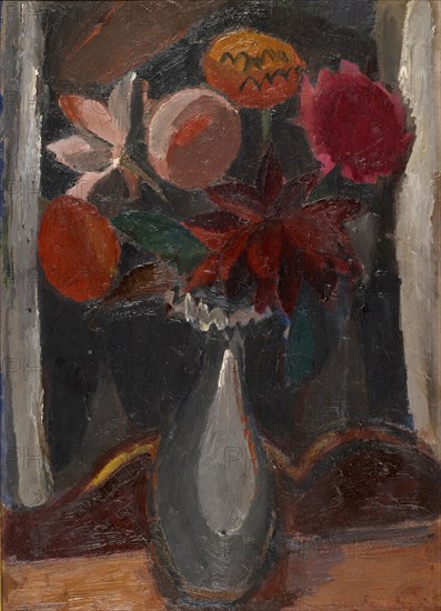 Bouquet foncé, 1919, oil on cardboard on plywood, 63 x 45 cm, signed lower right: Gust., De Smet, dated lower right [above the varnish] 1919, Gustaaf de Smet, Gent 1877–1943 Deurle b. Gent