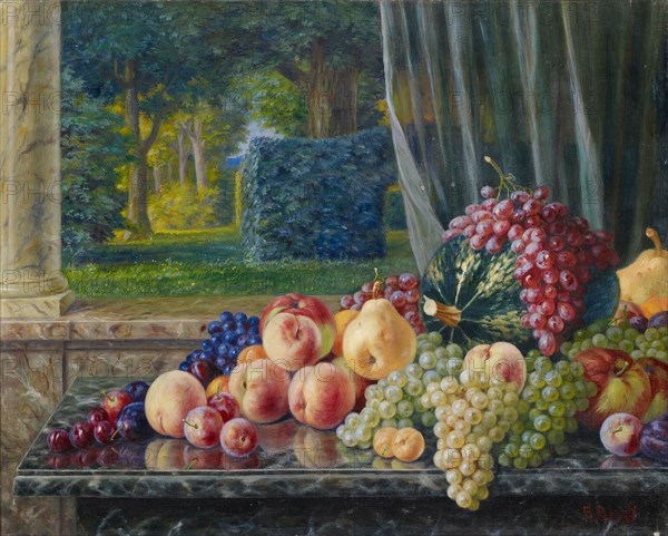 Still Life with Fruit, Oil on canvas, 47 x 58 cm, Signed lower right: B. FLURY, Burkhard Flury, Hofstetten/Solothurn 1862–1928 Birsfelden/Baselland
