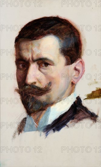 Self-portrait, oil on board, 45 x 28 cm, not specified, William de Goumois, Basel 1865–1941 Riehen/Basel-Stadt