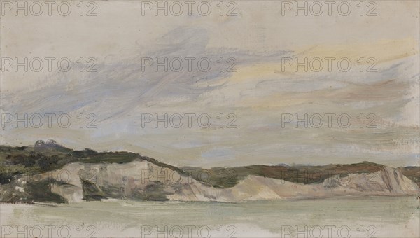 English coast in gray, oil on board, 19.5 x 34 cm, not marked, William de Goumois, Basel 1865–1941 Riehen/Basel-Stadt
