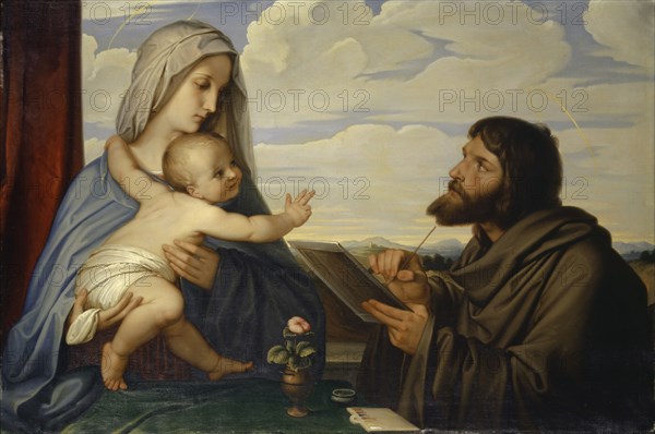 The hl., Luke paints Mary with the Child, 1838, oil on canvas, 89.3 x 133.8 cm, signed lower middle: Steinle., Edward Jakob von Steinle, Wien 1810–1886 Frankfurt