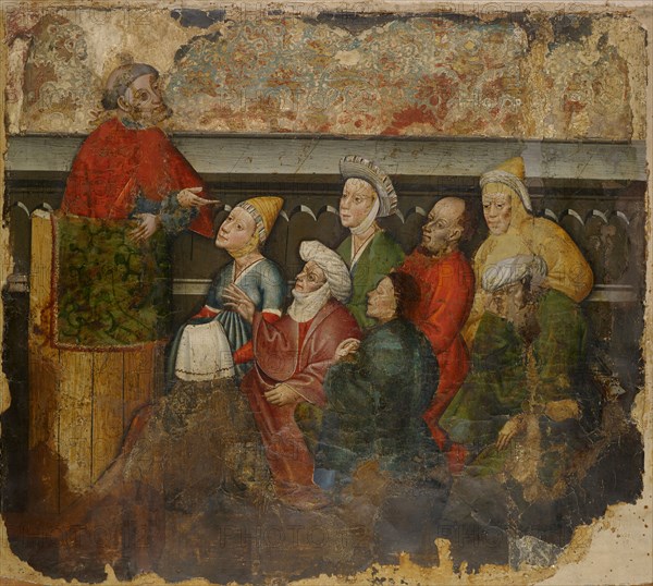 Sermon of St., Thomas, c. 1440, mural, rendered on canvas, 70.5 x 81 cm, unmarked, Seeschwäbischer Meister, 15. Jh., (?)